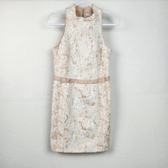 English Factory Floral Lace Mini Dress Size M Cream Nude - Picture 3 of 11